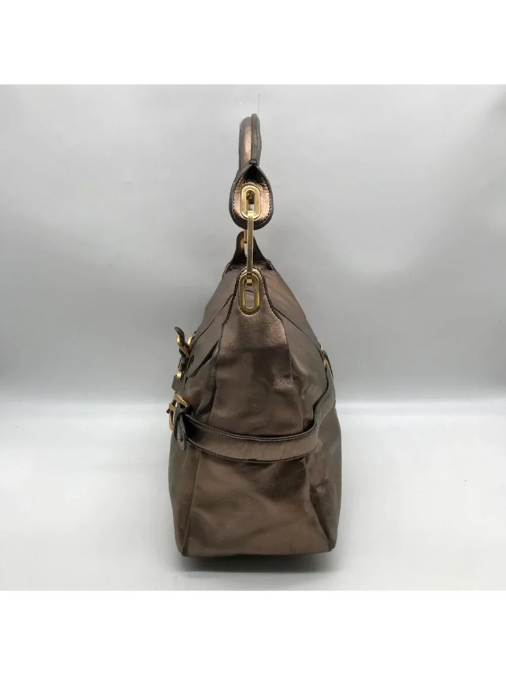 Jimmy Choo Metallic Bronze Leather Tulita Hobo Bag